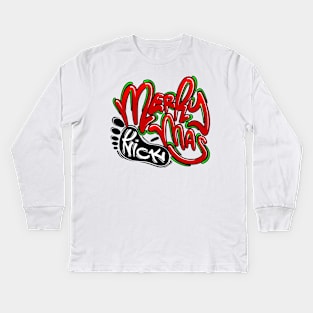 Merry kickmas Kids Long Sleeve T-Shirt